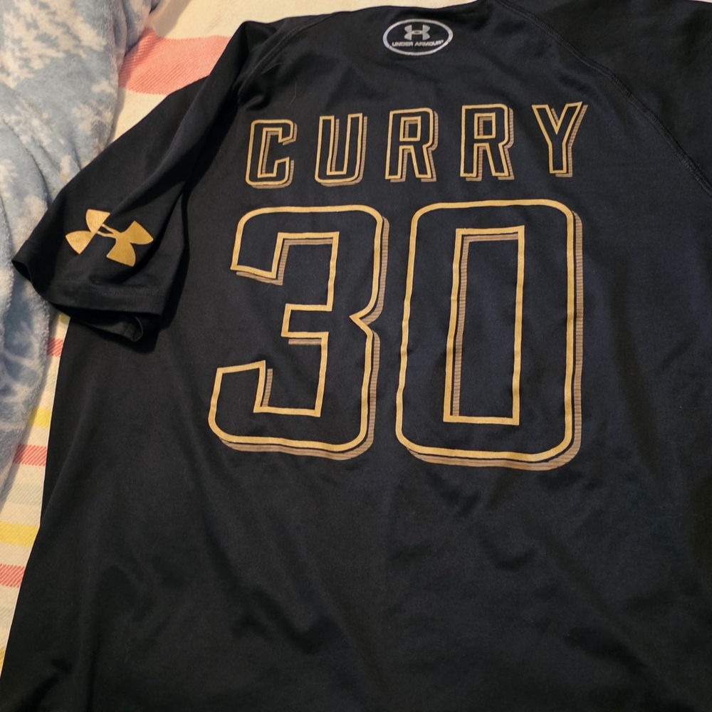 Under Armour Navy Long Sleeve Tee with Gold Graphic